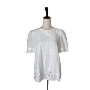 V by Very Shortsleeved Eyelet Blouse White